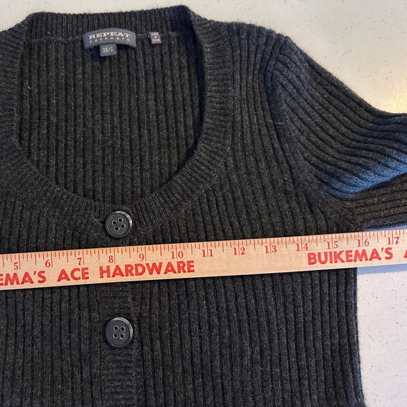 REPEAT CASHMERE Grey Ribbed Cardigan 38 Small - Picture 14 of 15